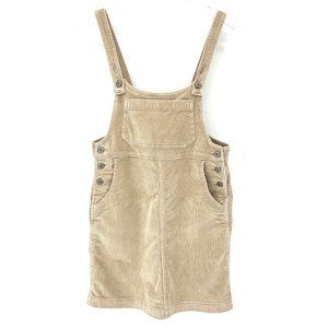 American Eagle Corduroy Overall Dress Size XS Bibs 90’s Tan Stretch Pockets